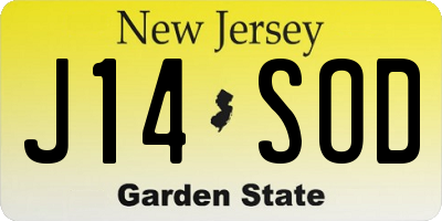 NJ license plate J14SOD