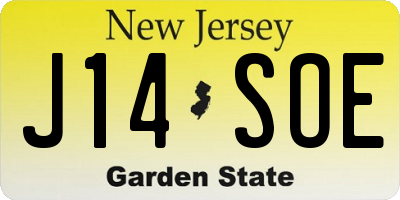 NJ license plate J14SOE