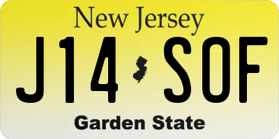 NJ license plate J14SOF