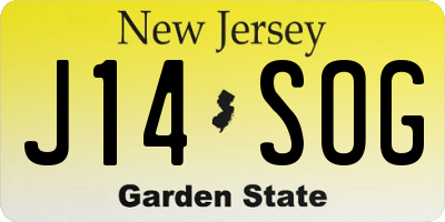 NJ license plate J14SOG