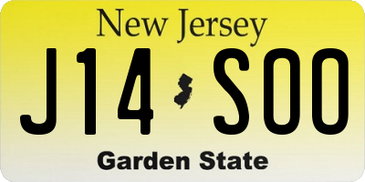 NJ license plate J14SOO