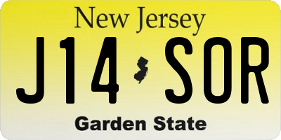 NJ license plate J14SOR