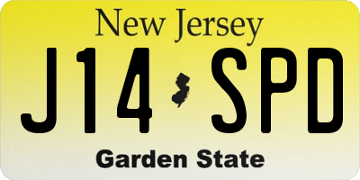 NJ license plate J14SPD