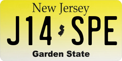NJ license plate J14SPE