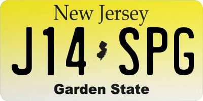 NJ license plate J14SPG
