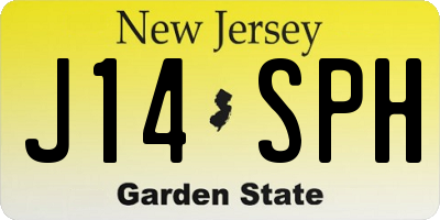 NJ license plate J14SPH