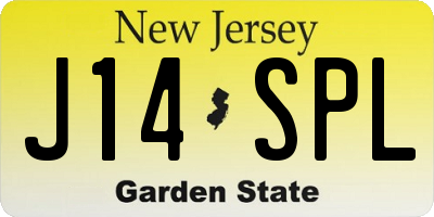 NJ license plate J14SPL