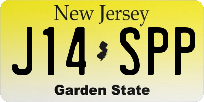 NJ license plate J14SPP