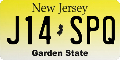NJ license plate J14SPQ