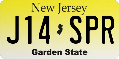 NJ license plate J14SPR