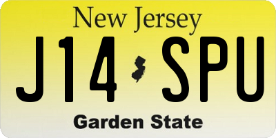 NJ license plate J14SPU