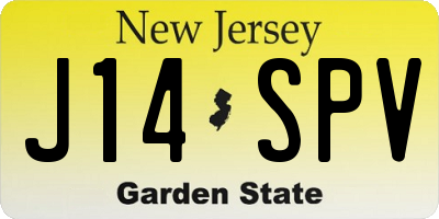 NJ license plate J14SPV