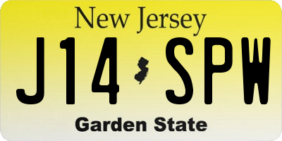 NJ license plate J14SPW