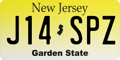 NJ license plate J14SPZ
