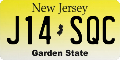 NJ license plate J14SQC