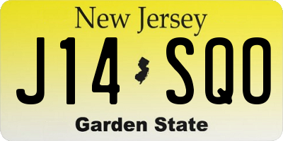 NJ license plate J14SQO