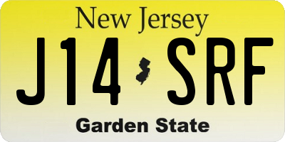 NJ license plate J14SRF