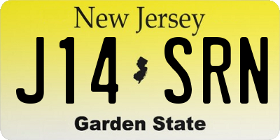 NJ license plate J14SRN