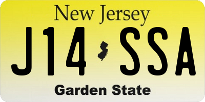 NJ license plate J14SSA