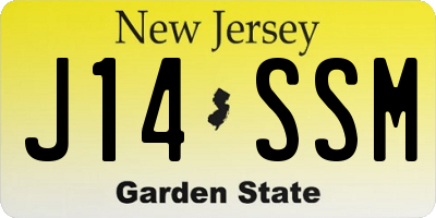 NJ license plate J14SSM