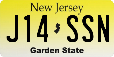 NJ license plate J14SSN