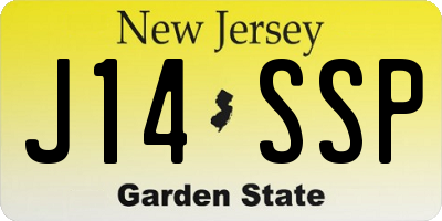 NJ license plate J14SSP