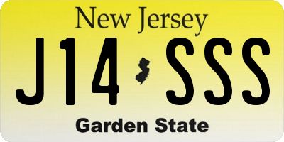 NJ license plate J14SSS