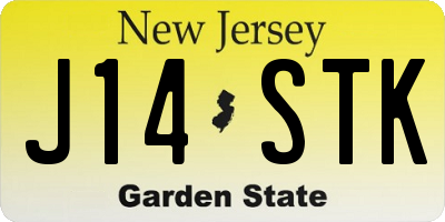 NJ license plate J14STK