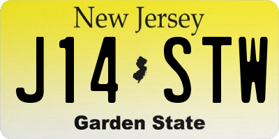 NJ license plate J14STW