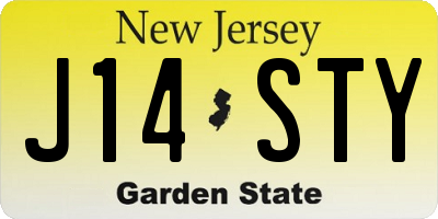 NJ license plate J14STY