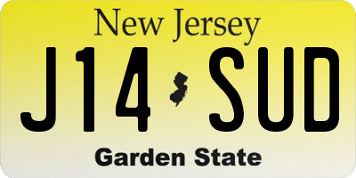 NJ license plate J14SUD