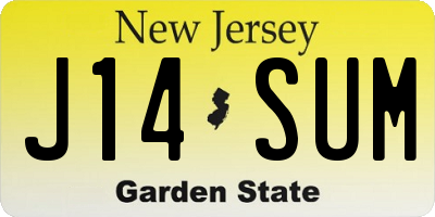 NJ license plate J14SUM