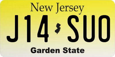 NJ license plate J14SUO