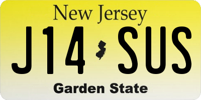 NJ license plate J14SUS