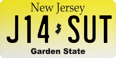 NJ license plate J14SUT