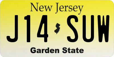 NJ license plate J14SUW