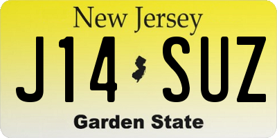 NJ license plate J14SUZ
