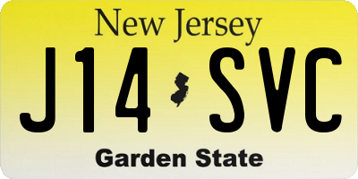 NJ license plate J14SVC