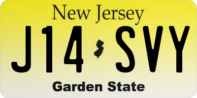 NJ license plate J14SVY