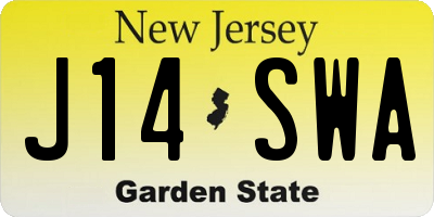 NJ license plate J14SWA