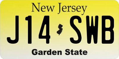 NJ license plate J14SWB