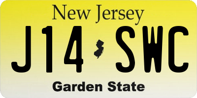 NJ license plate J14SWC