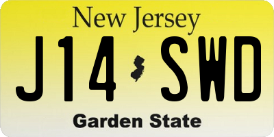 NJ license plate J14SWD