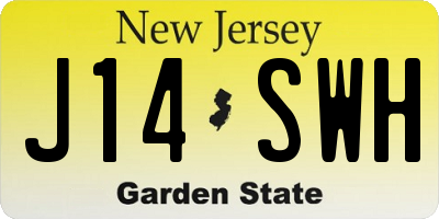 NJ license plate J14SWH