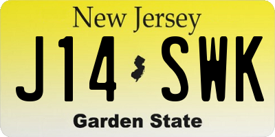 NJ license plate J14SWK