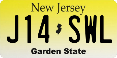 NJ license plate J14SWL