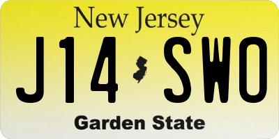 NJ license plate J14SWO