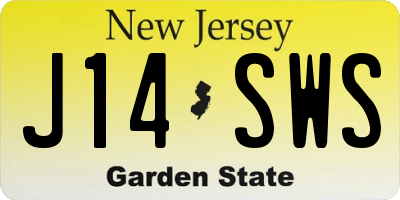 NJ license plate J14SWS