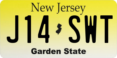 NJ license plate J14SWT