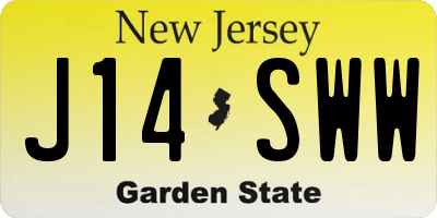 NJ license plate J14SWW